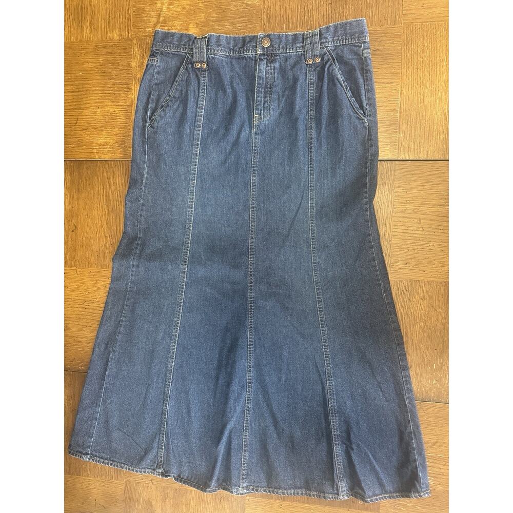 Vintage‎ Old Navy Jean Maxi Skirt Size 10 Back Split Y2K 2004 Blue 100% Cotton